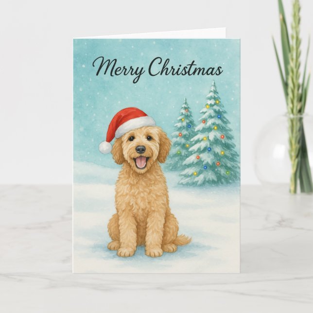 Golden Doodle Weihnachtskarte - Urlaubskarte Karte (Vorderseite)