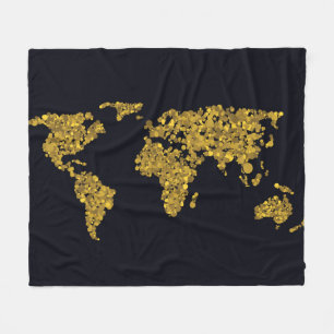 Golden Dot Weltkarte Fleecedecke