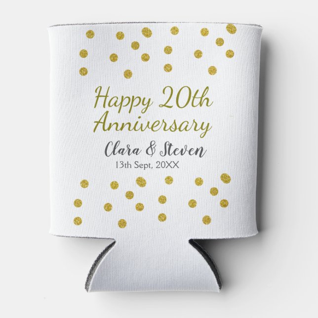 Golden dots glitter happy 20th anniversary wedding dosenkühler (Vorderseite)