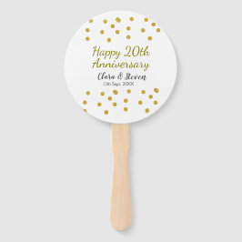 Golden dots glitter happy 20th anniversary wedding fächer