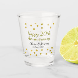 Golden dots glitter happy 20th anniversary wedding schnapsglas