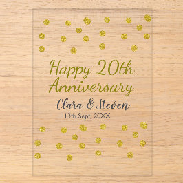 Golden dots Glitzer Happy 20. Jubiläum Hochzeit Acryleinladungen