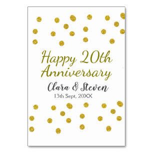 Golden dots Glitzer Happy 20. Jubiläum Hochzeit Tischnummer