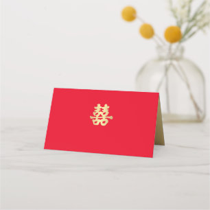 Golden Double Happiness Chinese Wedding Platzkarte