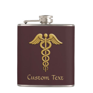 Golden Double Snake Caduceus Flachmann