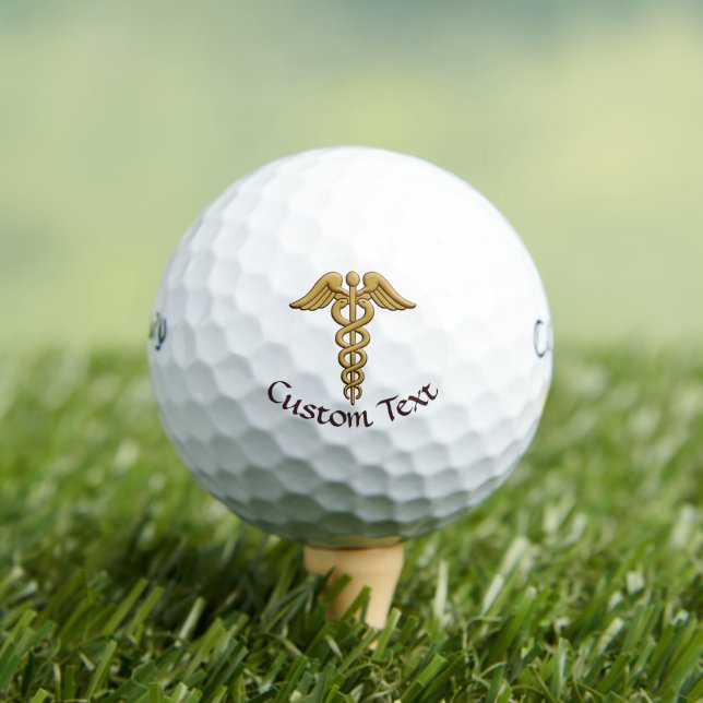 Golden Double Snake Caduceus Golfball (Insitu T-Shirt)