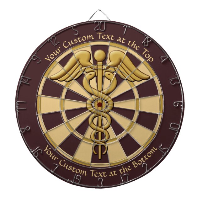 Golden Double Snake Caduceus mit benutzerdefiniert Dartscheibe (vorne)