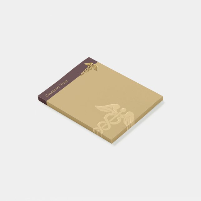 Golden Double Snake Caduceus Post-it Notes (Incliné)