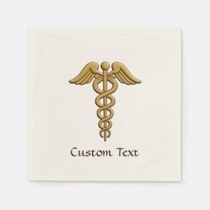 Golden Double Snake Caduceus Serviette