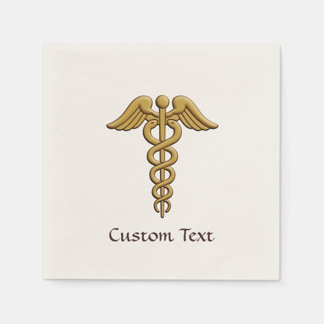 Golden Double Snake Caduceus Serviette (Vorderseite)