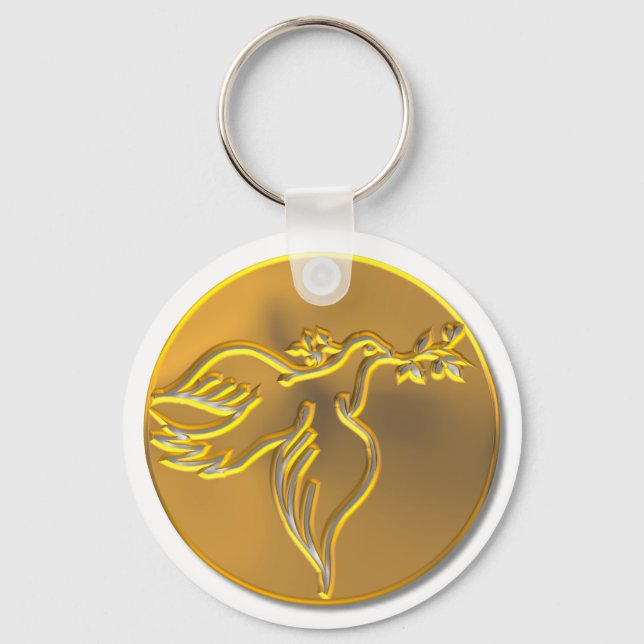 Golden Dove of Peace - Heiliger Geist Schlüsselanhänger (Vorderseite)