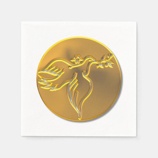 Golden Dove of Peace - Heiliger Geist Serviette (Vorderseite)