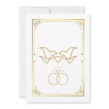 Golden Doves & Rings - Elegante Einladung zur Hoch