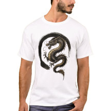 Golden Dragon and Enso Circle - Japanese Zen Art