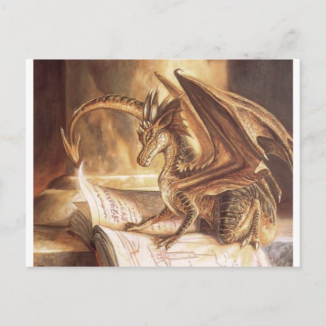 Golden Dragon Book Reading Postkarte (Vorderseite)