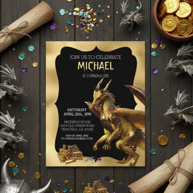 Golden Dragon Fantasy Einladung zum Geburtstag (Von Creator hochgeladen)