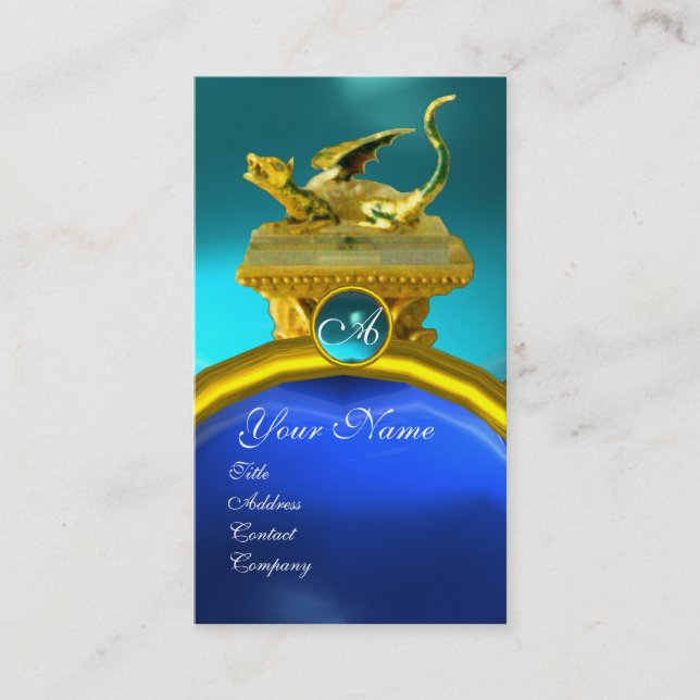 GOLDEN DRAGON GEM MONOGRAM, gelb-blau Saphir Visitenkarte (Vorderseite)