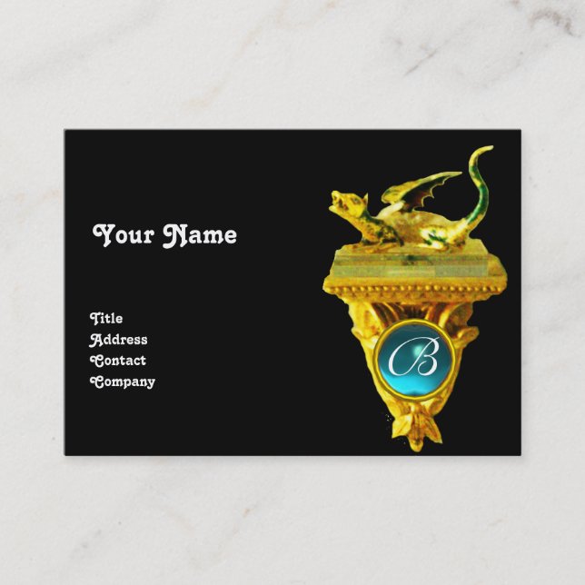 GOLDEN DRAGON GEM MONOGRAM, gelb, schwarz, blau Visitenkarte (Vorderseite)