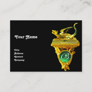 GOLDEN DRAGON GEM MONOGRAM, gelb, schwarz, grün Visitenkarte