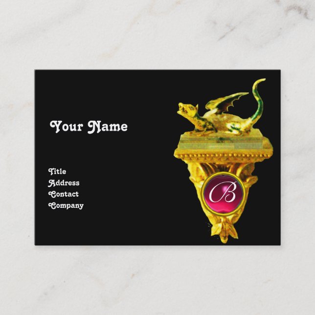 GOLDEN DRAGON GEM MONOGRAM, gelb, schwarz, rot Visitenkarte (Vorderseite)