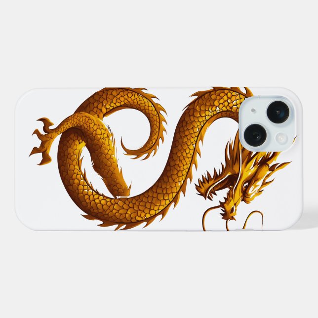 Golden Dragon iPhone 15 Plus Hülle (Rückseite (Horizontal))