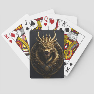 Golden Dragon Round Shield Emblem Spielkarten