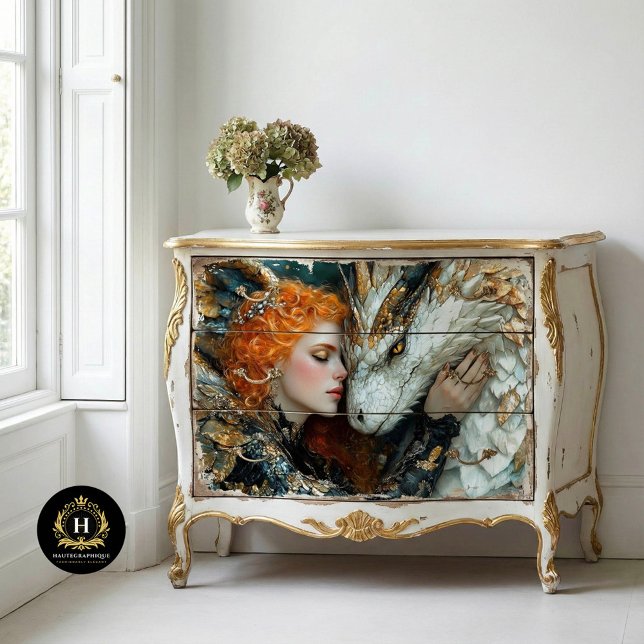 Golden Dragon Woman Fantasy Decoupage Seidenpapier (Von Creator hochgeladen)