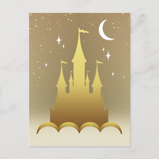 Golden Dreamy Castle Im Grünen der Wolken Starry M Postkarte (Vorderseite)