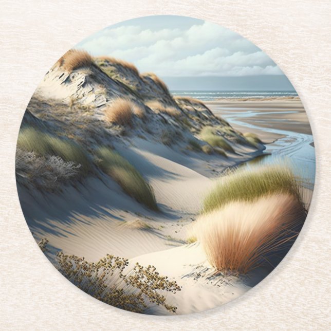Golden Dunes Runder Pappuntersetzer (Vorderseite)