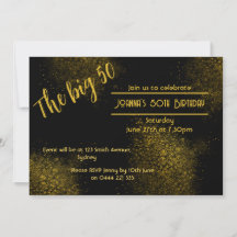 Golden Dust 50th Birthday Invitation