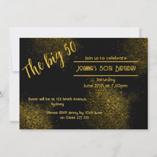 Golden Dust 50th Birthday Invitation