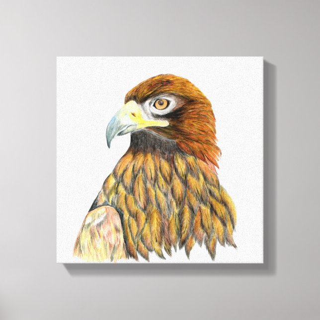 Golden Eagle Bird Wasserfarben Malerei Leinwanddruck (Vorderseite)