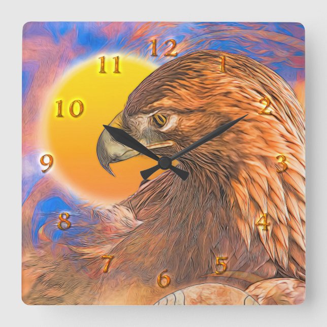 GOLDEN EAGLE "Legends" Quadratische Wanduhr (Vorderseite)