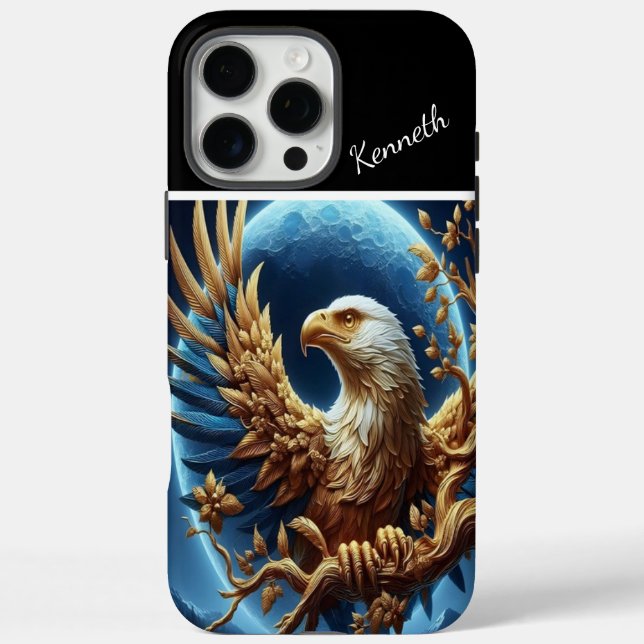 Golden Eagle Moon Uhr iPhone 16 Pro Max Hülle (Rückseite)