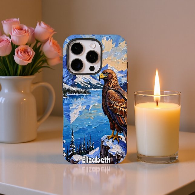 Golden Eagle, Snowy Mountain Lake iPhone 16 Pro Hülle (Von Creator hochgeladen)
