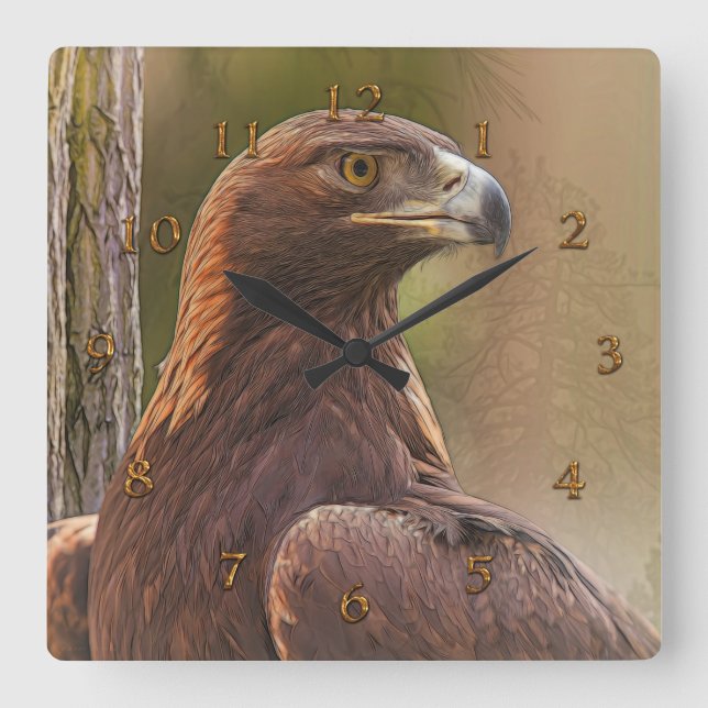 GOLDEN EAGLE “VOYAGER” SQUARE WALL CLOCK QUADRATISCHE WANDUHR (Vorderseite)