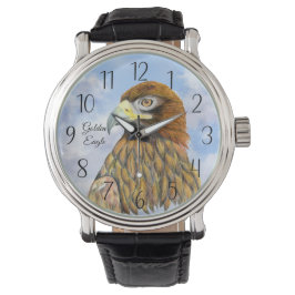 Golden Eagle Wasserfarben Malerei Armbanduhr