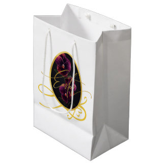 Golden Easter Egg and Elegant Iris Mittlere Geschenktüte