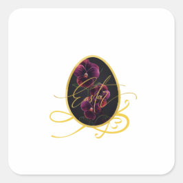 Golden Easter Egg and Elegant Iris Quadratischer Aufkleber