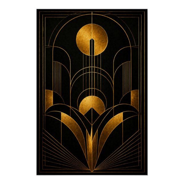 Golden Eclipse Art Deco Poster (Vorderseite)