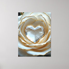 Golden-Edged Purity Crystal Rose Canvas Art Leinwanddruck