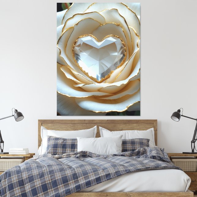 Golden-Edged Purity Crystal Rose Canvas Art Leinwanddruck (Insitu (Schlafzimmer))