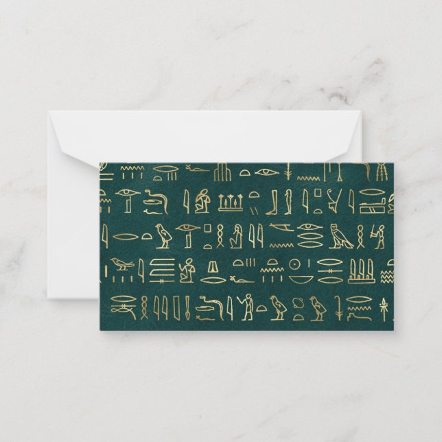 Golden Egypten Hieroglyphs Typografie Ägypten Mitteilungskarte (Vorderseite)