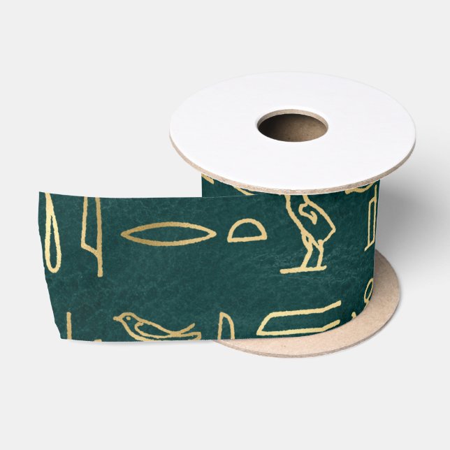 Golden Egyptian Hieroglyphs Typografie Ägypten Satinband (Spule)