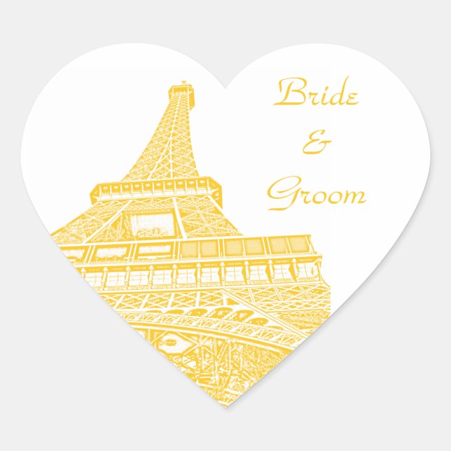 Golden Eiffelturm Heart Shaped Sticker (Vorderseite)