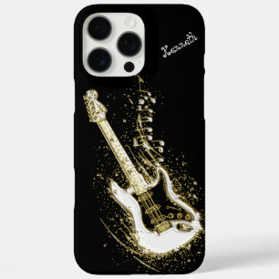 Golden Electric Guitar mit Musical Notes iPhone 16 Pro Max Hülle