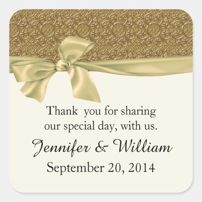Golden Elegance Custom Wedding Favor Sticker (Vorderseite)