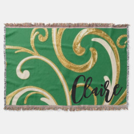 Golden Elegance Moss Green pattern Decke