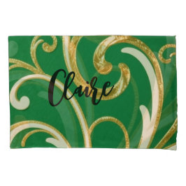 Golden Elegance Moss Green pattern Kissenbezug