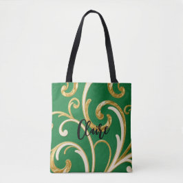 Golden Elegance Moss Green pattern Tasche